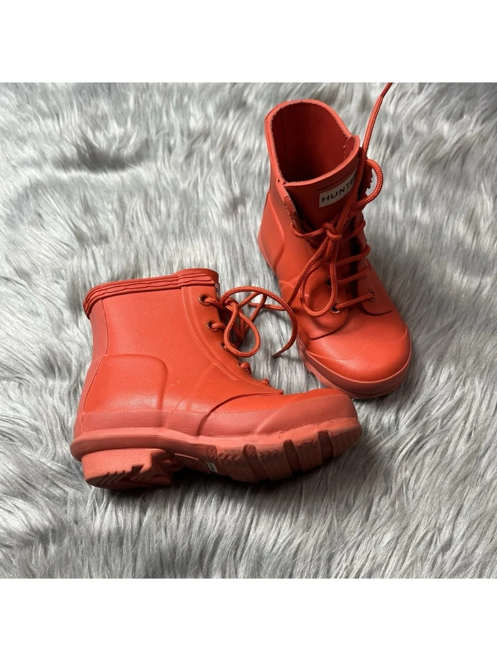 Hunter Toddler Lace Up Rain Boots Orange Size 8B/9G